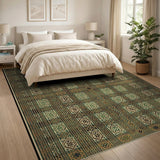 Blue Teal Geometric Heritage Rug