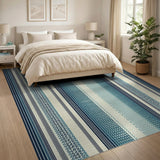 Blue and Teal Blue Teal Striped Coastal Woven Rug