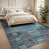 Blue and Teal Blue Teal Geometric Woven Area Rug