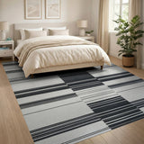Bold Black White Striped No. 43 Area Rug