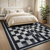 Black White Geometric Grid No. 28 Area Rug