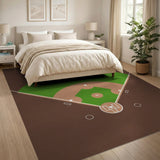 Geometric Modern Green Baseball Diamond Field Area Rug