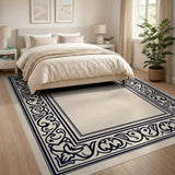Ornate Floral Baroque Border Area Rug