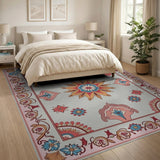 Exquisite Pink Border Floral Persian Area Rug