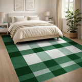 Rustic Farmhouse Green Green Plaid Checkered Area Rug