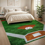 Baseball Diamond Area Rug - Lush Green Field Turf