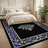 Ornate Black Medallion Area Rug
