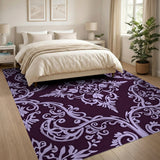 Floral Vintage Purple Floral Damask Area Rug
