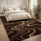 Wavy Brown Marble Swirl Area Rug