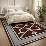 Maroon Trellis Lattice Area Rug with Grey Border