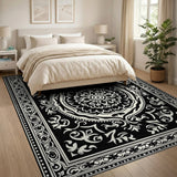 Elegant Black and White Elegant Black White Persian Medallion Rug