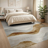 Abstract Wavy Grey Grey Area Rug