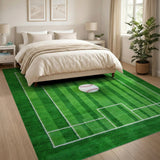 Green Baseball Field Green Turf Area Rug