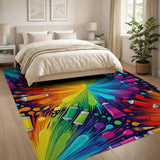 Vibrant Rainbow Paint Burst Area Rug