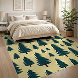 Teal Evergreen Tree Silhouette Area Rug