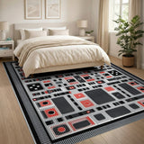 Striking Red Geometric Modern Area Rug