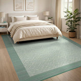 Pale Green Trellis Geometric Area Rug