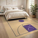 Purple Basketball Court Geometric Area Rug