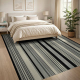 Black and White Bold Vertical Black White Striped Area Rug