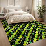 Vibrant Yellow Green Geometric Duck Rug