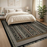 Black and White Heritage Tribal Heritage Tribal Black White Geometric Area Rug