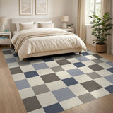 Beige and Neutral Neutral Geometric Patchwork Area Rug
