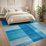 Blue and Teal Modern Blue Grid Area Rug