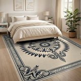 Ornate Beige Mandala Persian Rug