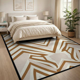 Angular Beige Geometric Modern Area Rug