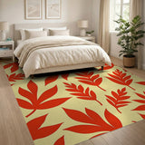Bold Red Leaf Silhouette Area Rug