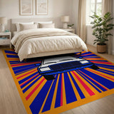 Vibrant Police Car Siren Burst Area Rug
