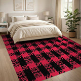 Pink Bold Pink Black Houndstooth Area Rug