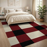 Red Black Buffalo Check Plaid Area Rug