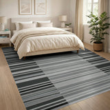 Bold Geometric Modern Bold Black White Striped Geometric Rug