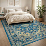Blue and Teal Medallion Teal Persian Medallion Area Rug