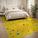 Vibrant Yellow Multi-Color Polka Dot Area Rug