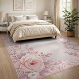 Blush Pink Roses Floral Vintage Area Rug