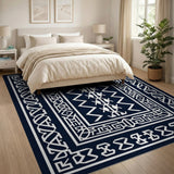 Navy Blue Intricate Heritage Tribal Area Rug