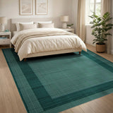 Teal Framed Woven Area Rug