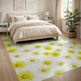 Sunny Yellow Daisy Watercolor Area Rug