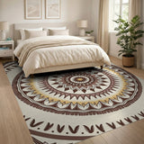Tribal Mandala Area Rug in Brown Tan