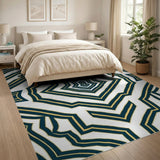 Navy Gold Geometric Modern Area Rug