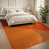 Bold Geometric Red Orange Area Rug