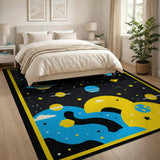 Pixel Space Galaxy Kids Cartoon Area Rug