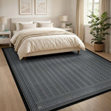 Intricate Black White Geometric Tribal Rug