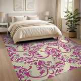 Elegant Floral Vintage Elegant Pink Damask Floral Area Rug
