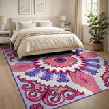Purple Pink Floral Mandala Area Rug