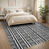 Geometric Modern Grid Bold Black White Geometric Grid Area Rug