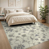 Elegant Grey Floral Vine Area Rug