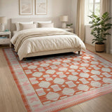 Blush Pink Terracotta Geometric Area Rug
